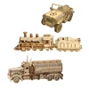 3D Puzzles Movable Classic Steam Train,Car,Jeep,Truck Assemble DIY Toys Gift for Child Adults Wooden Model Building Blocks Kits 1