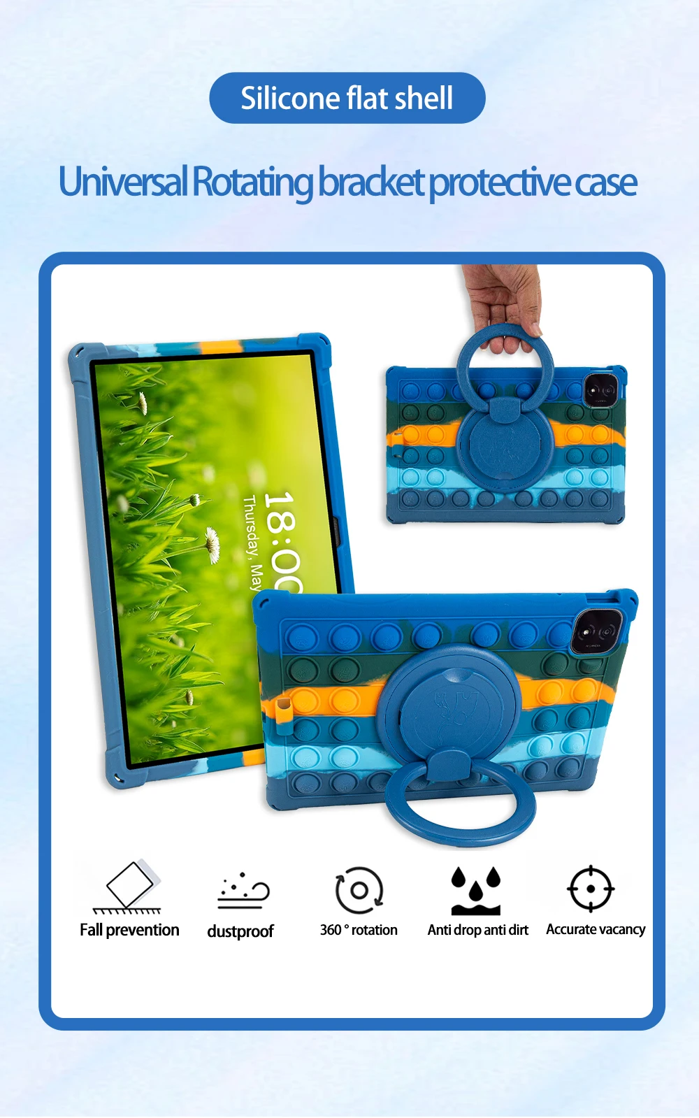 Rotating Handle Grip Stand Case with Multi-Angle Viewing