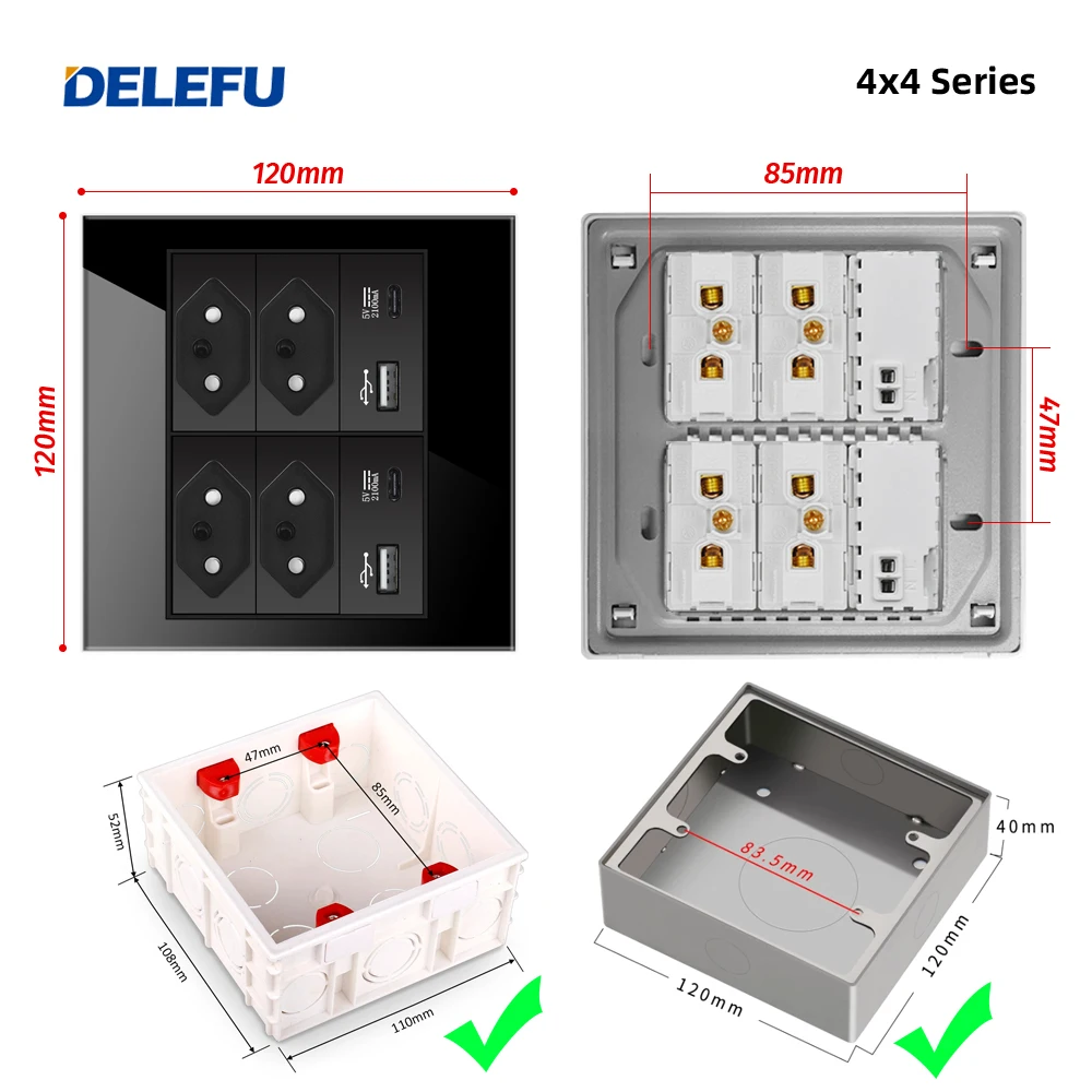 delefu tomada de parede preta painel vidro a 03