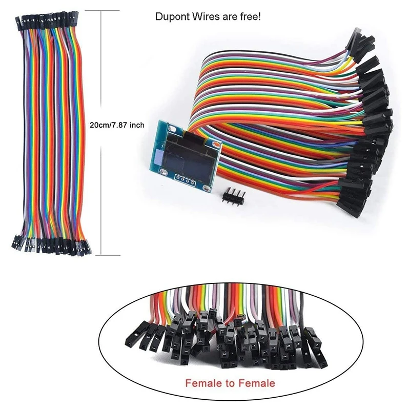 I2C OLED 디스플레이 IIC 직렬 LCD LED 모듈, 아두이노용 SSD1306 128 64, 40 개 듀폰 와이어 포함, 0.96 인치