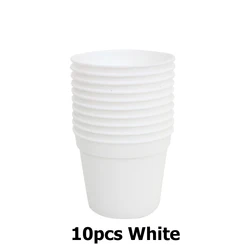 Set of 10 Mini Round Succulent Planters - 7x7cm Plastic Indoor Flower Pots (10pcs White)