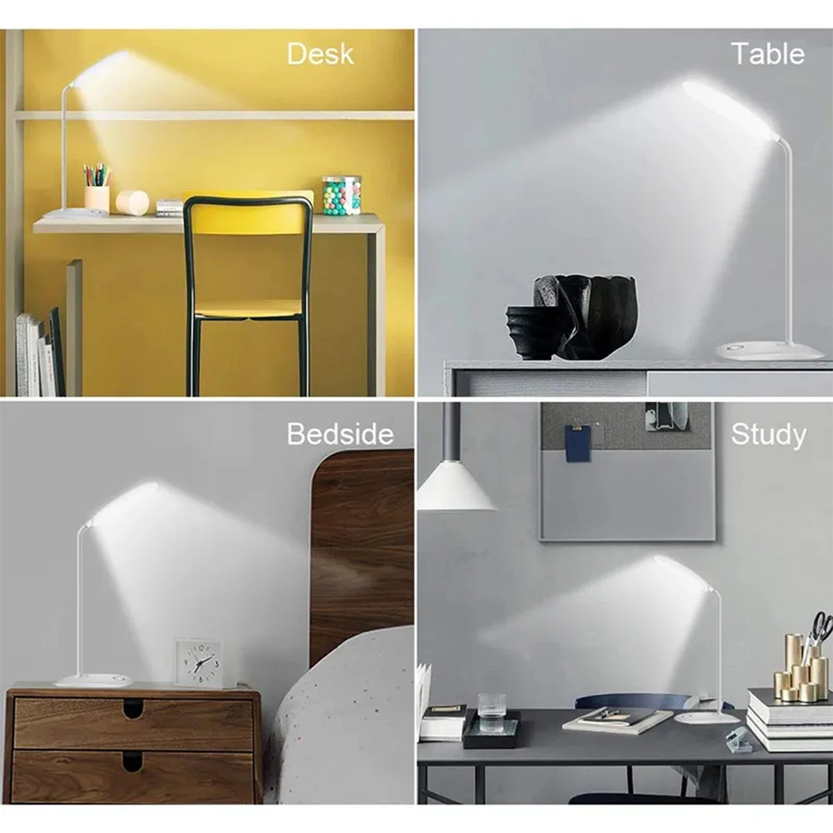 LED Desk Lamp - USB Charging Touch Control 3 Brightness Levels Foldable Night Light