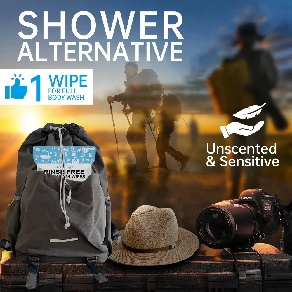 25개입 무세척 일회용 목욕 물티슈 20x20cm 비누 샴푸 함유 목욕 스펀지 무세척 목욕 물티슈 개인 위생용품