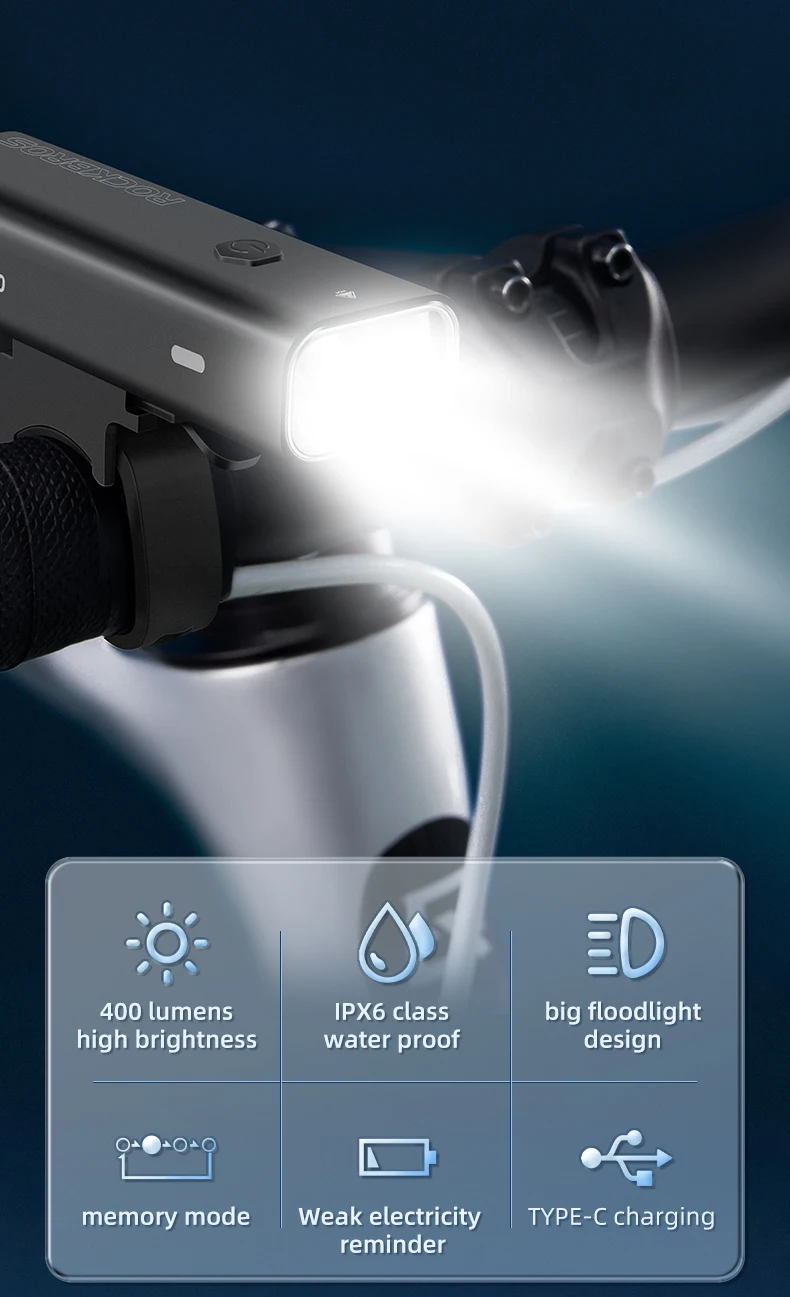 Bike Light 2000mAh Type-C Charging Front Lamp Headlight Waterproof Lamp Accessories - Bicycle Accessories - 1