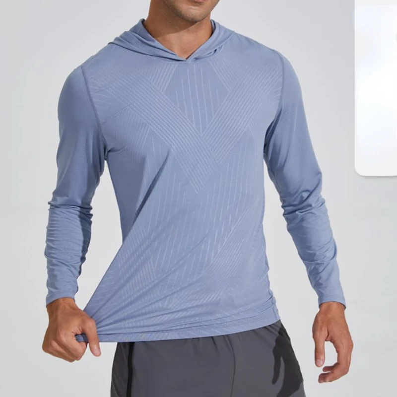 

Casual Fitness Sports Quick Dry Clothing Men Solid Color Hoodie Outdoor Running Cycling Basketball Training Long Sleeve T-shirt