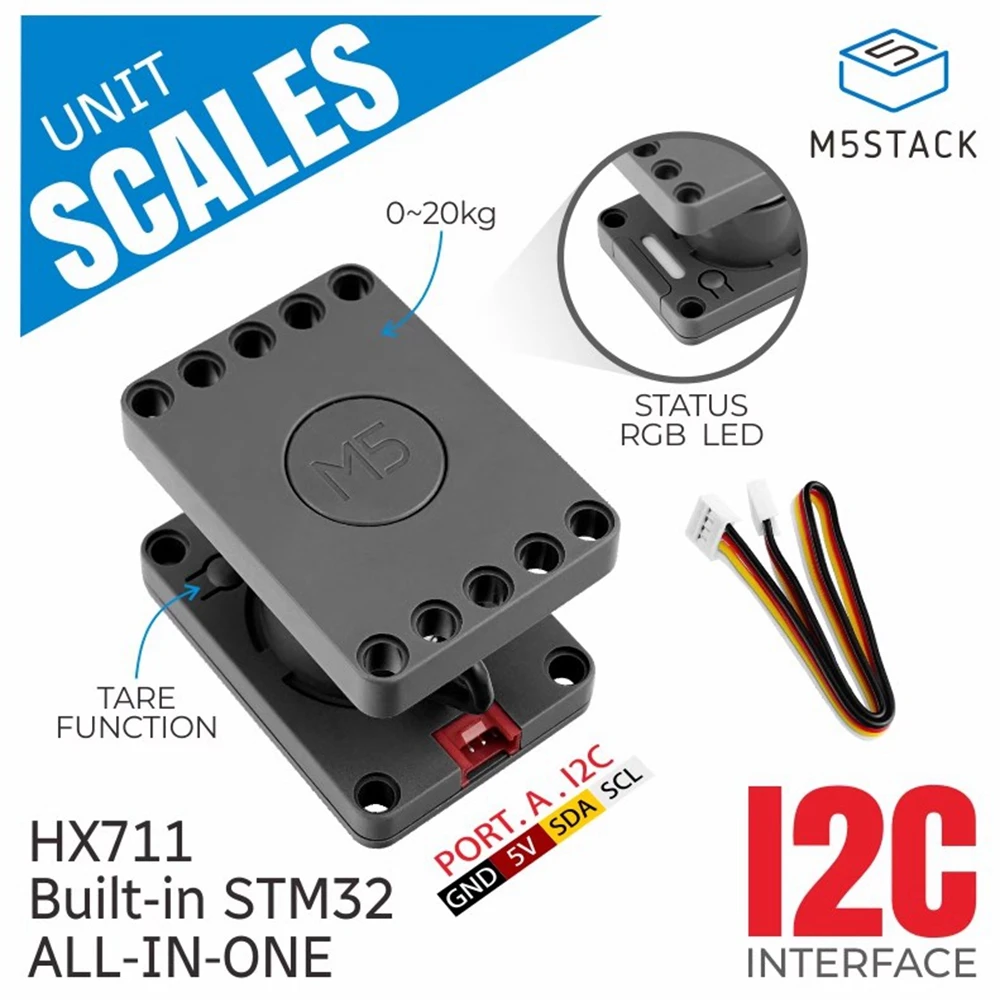 

Весы M5Stack UNIT 20 кг, встроенный датчик взвешивания HX711, проверка веса