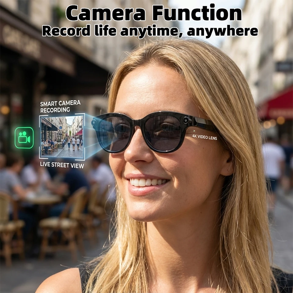 SENBONO Smart ChatGPT Realtime Vertaling Spraakassistent AI Beeldherkenning Wi-Fi-transmissie Unisex Bril_voghion.com