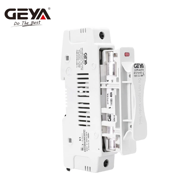 GEYA GYPV-63 1500VDC Fuse Holder 10*38mm 14*85mm Solar PV DC Fuse 1P 10A 15A 25A 30A 40A 50A Photovoltaic Switch Electronic Component Electronic Components Electronic Part Solar PV Fuse