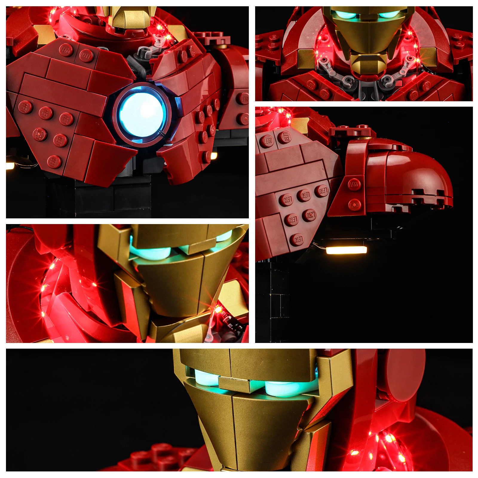 HPROSPER 5V LED 조명(모델 없음) LEGO 76327 Iron-Man MK4 흉상 장식 조명(배터리 상자 포함)