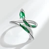 WYEAIIR Green Shiny Zircon Slytherin Snake INS 925 Sterling Silver Resizable Opening Ring For Women Luxury Jewelry 3