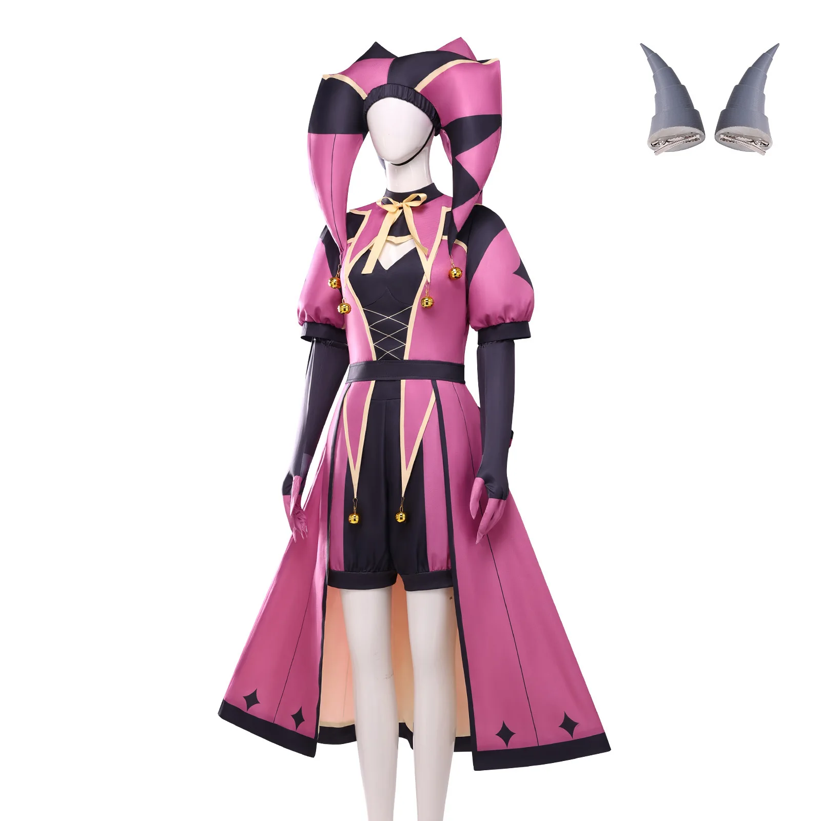 Costume Cosplay Cos Room TFC The Freak Circus Columbina - Outfit da Clown Rosa dell'Angelo - Abbigliamento Spaventoso Yandere Horror - immagine 4
