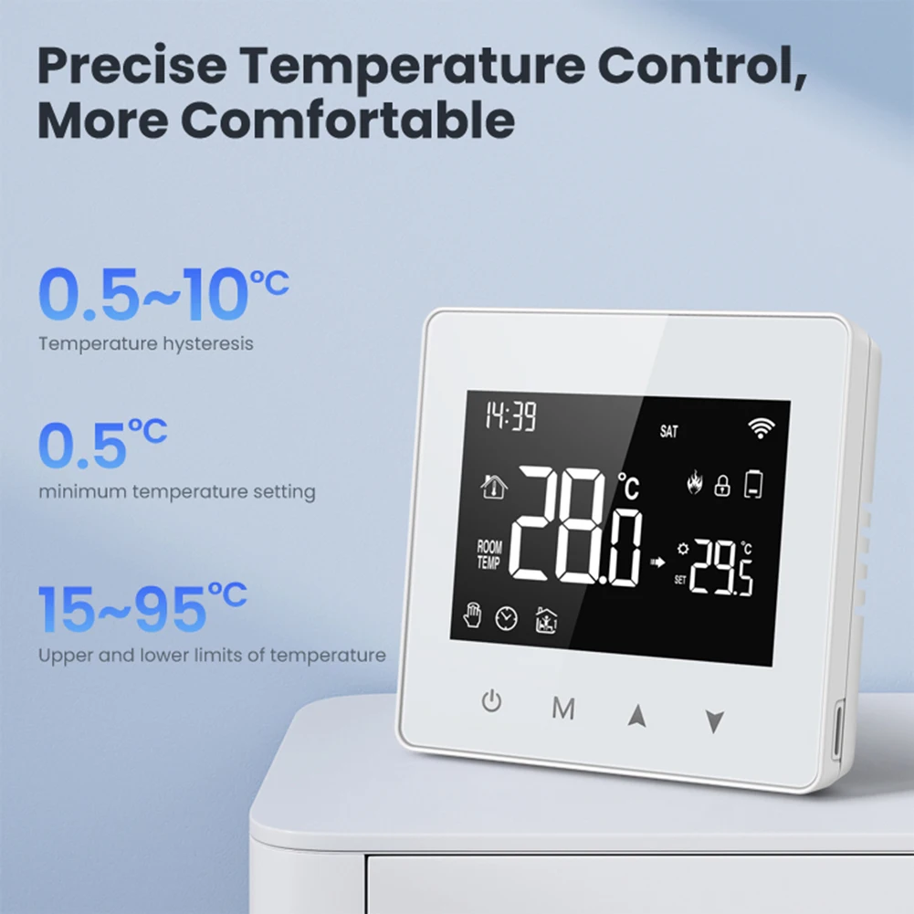 ZWT198 Tuya ZigBee Smart Thermostat หม้อต้มแก๊สน้ําอุณหภูมิ Controller แบตเตอรี่ขับเคลื่อนทํางานร่วมกับ Alexa Google Home Yandex 1