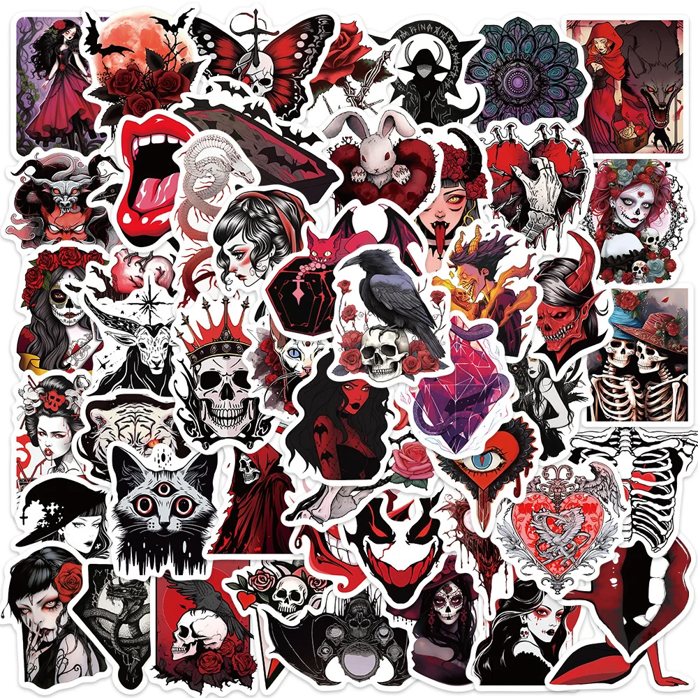 

10/30/50PCS New INS Skull and Girl Stickers Cartoon Creative Animation Kids Table Luggage Chair Decoration Waterproof Wholesale