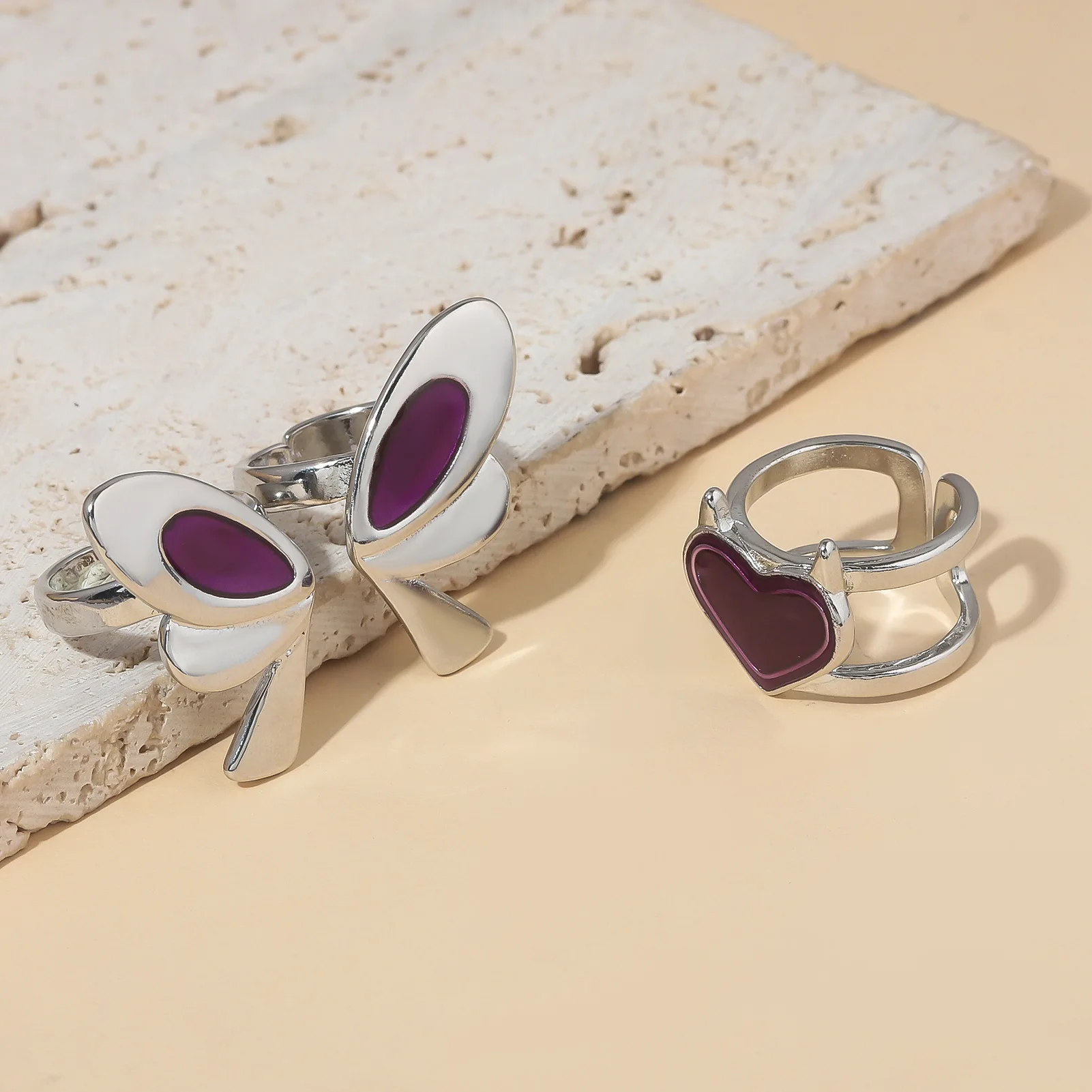 Game VALORANT Clove Cosplay Ring Alloy Opening Adjustable Butterfly Heart Rings Jewelry Accessories Prop 4