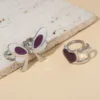 Game VALORANT Clove Cosplay Ring Alloy Opening Adjustable Butterfly Heart Rings Jewelry Accessories Prop 4