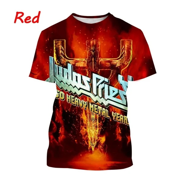 Men Short Sleeve Vintage T-shirt Metal Judas Priest Band 3D Print