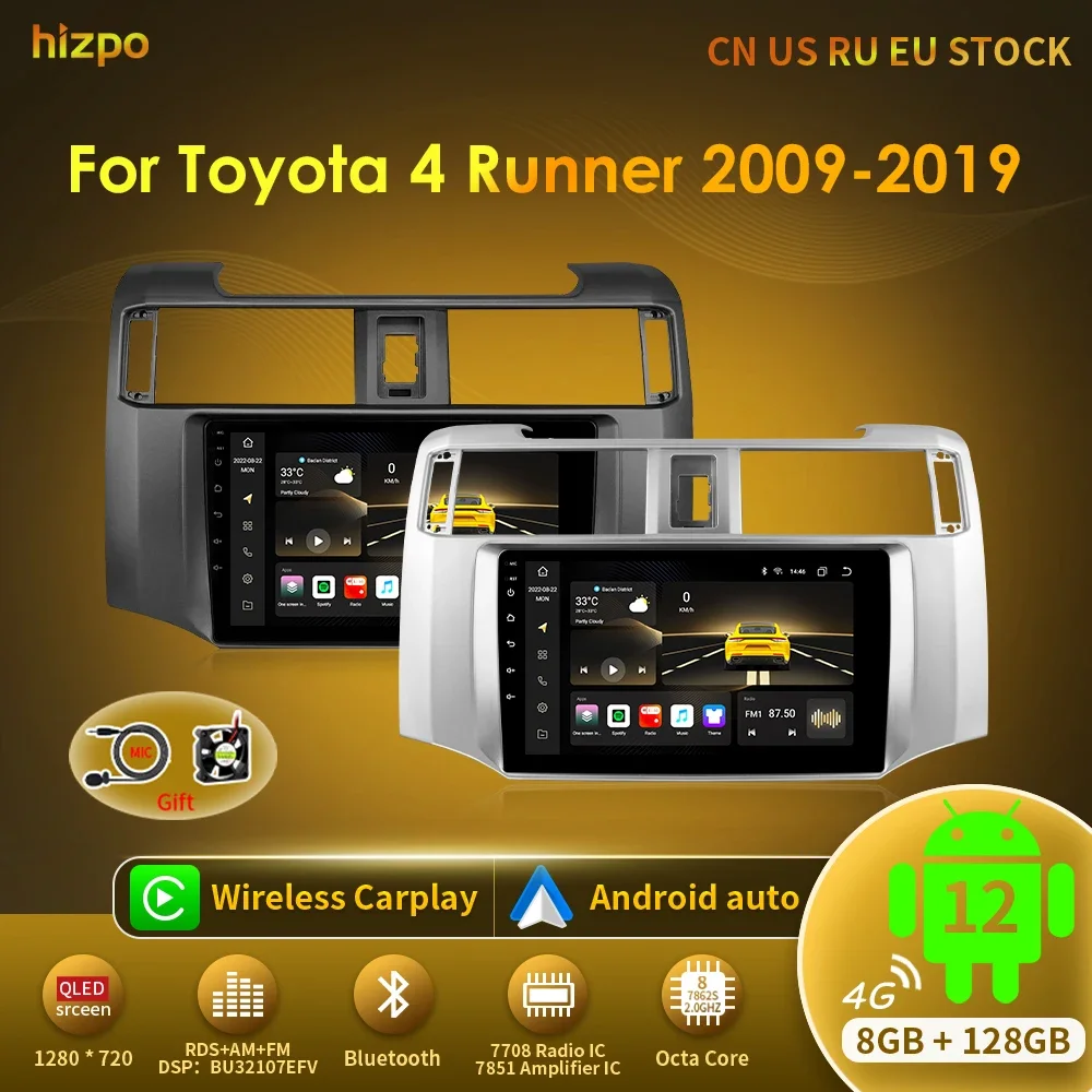 Hizpo 9 дюймов Android автомобильное радио для Toyota 4runner 2009-2019 4runner мультимедийный видеоплеер GPS Navi Stereo 4G WIFI Carplay 2din