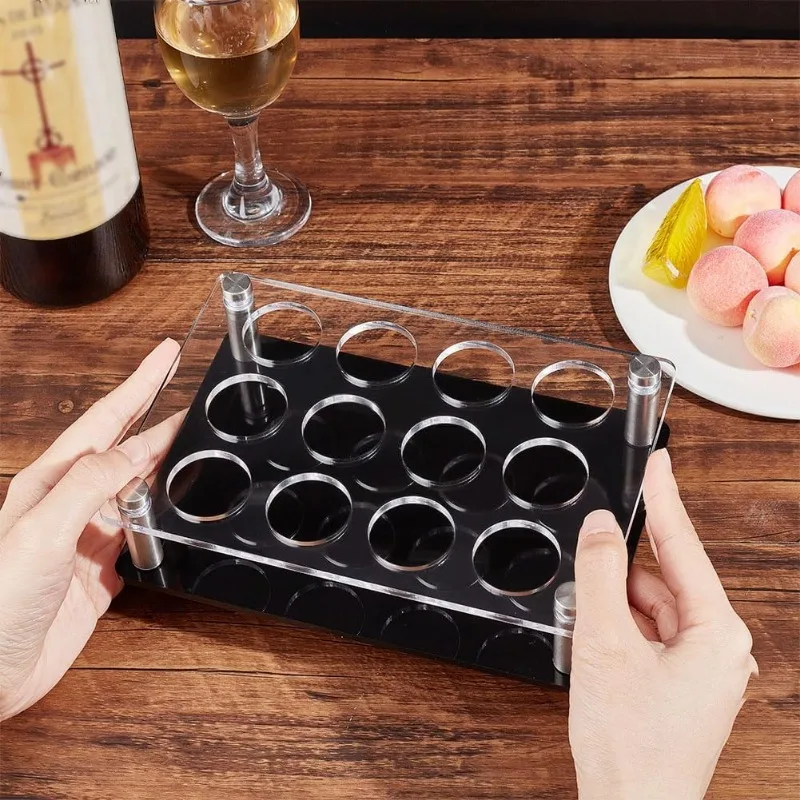 12 Shot Glass Tray Holder Bar Acrylic Shot Glasses Holders Wine Glass Cup Serving Tray Cups Organizer Shot Glass Display 3