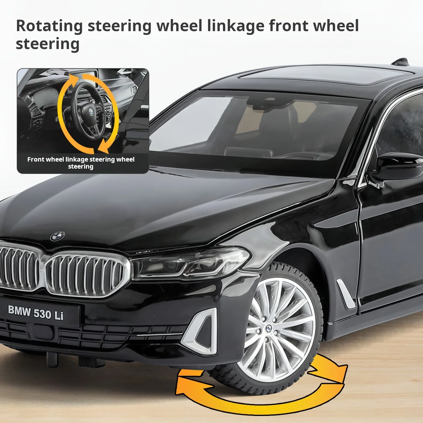 공식 인증된 BMW 530 24 스케일 다이캐스트 자동차 모델 장난감 (사운드 & 라이트, 풀백 기능 포함) 남자아이 선물용 수집품 장식품