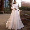 Luxury High Neck Wedding Dresses Woman's Appliques Long Sleeve A Line Bride Gowns Muslim Formal Vestidos De Noche Customized 1