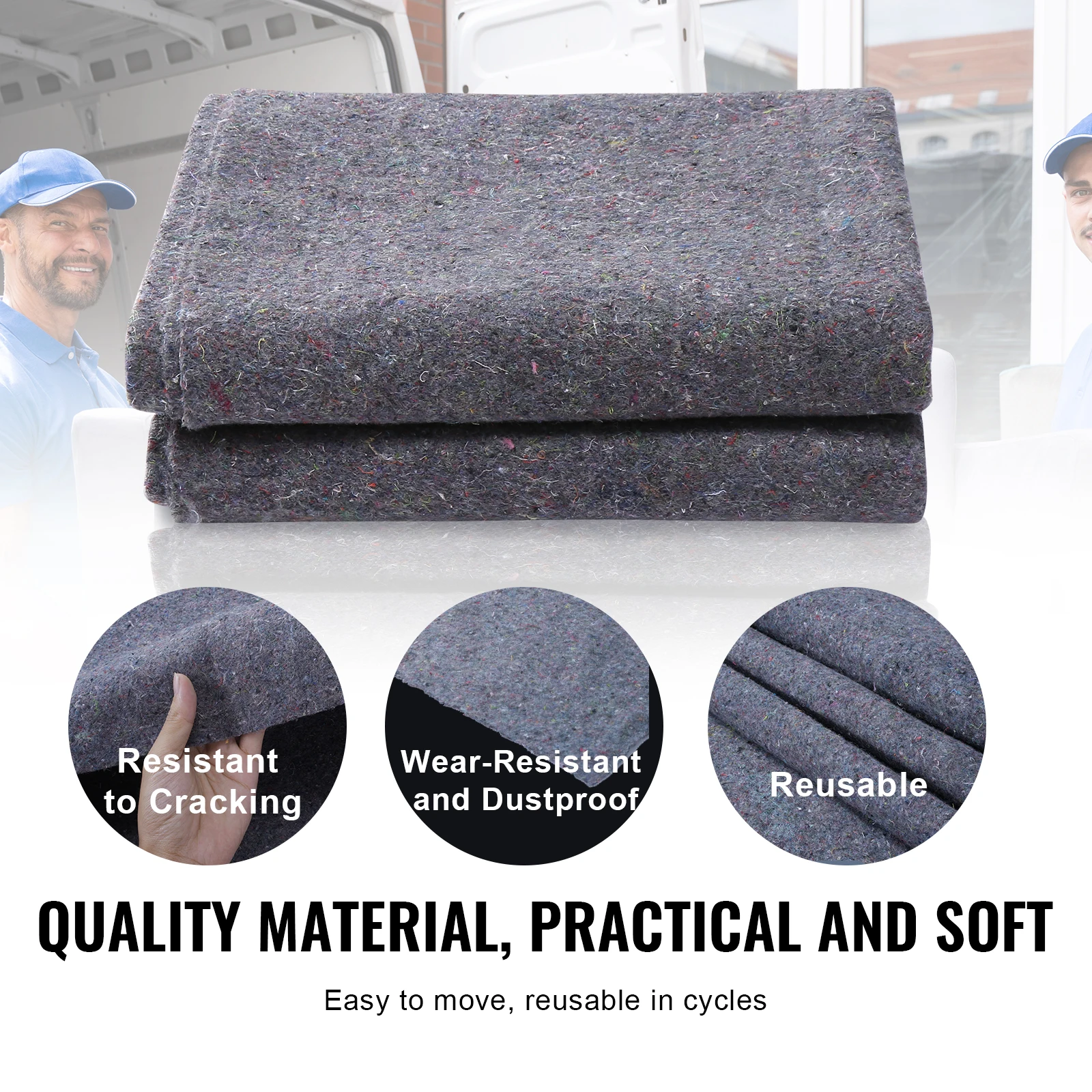 VEVOR 12/24 Packs Moving Blanket Recycled Cotton Heavy Duty Packing Shipping Mover Pads for Protect Furniture Floors Appliances 4