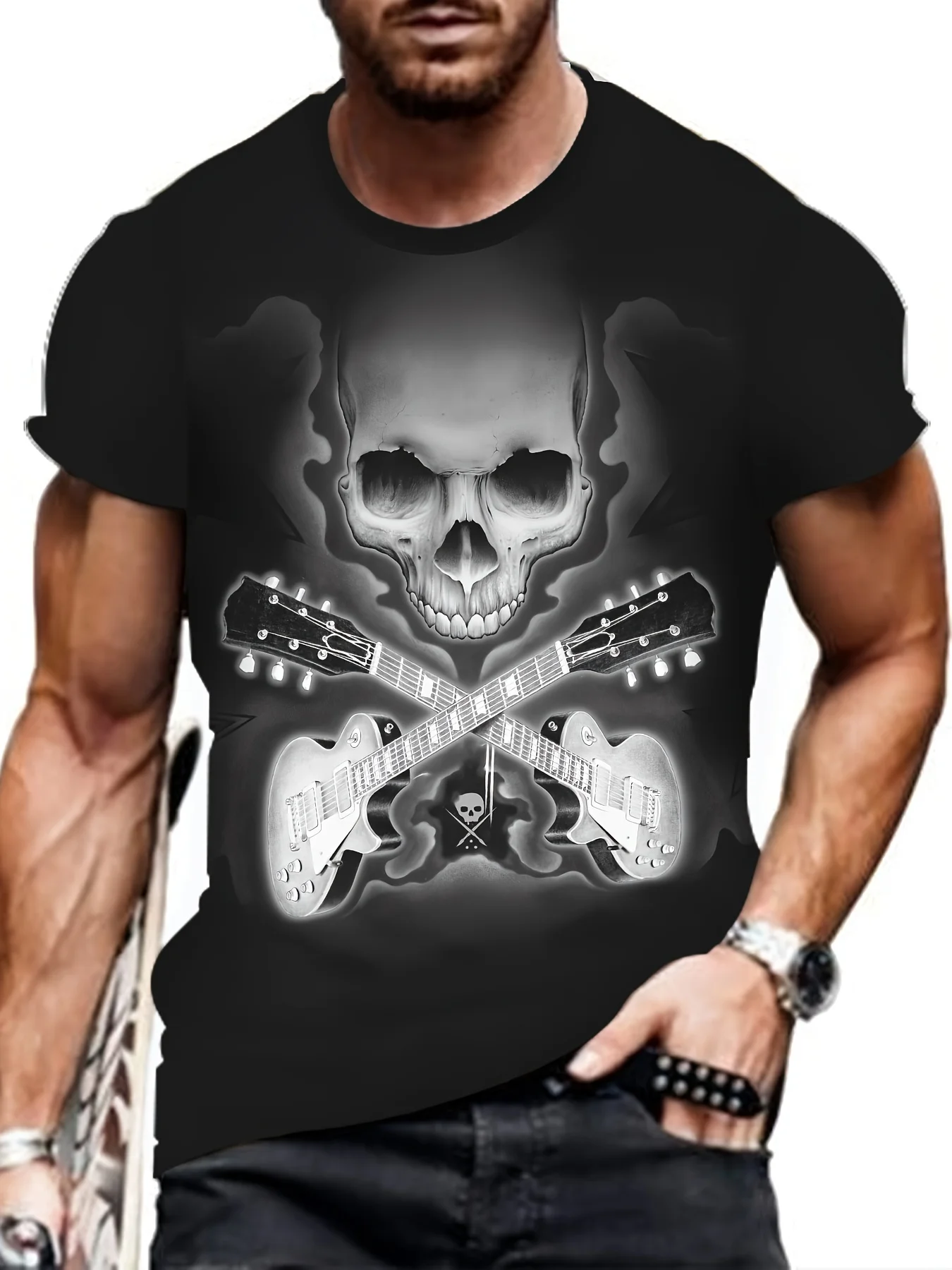 

2024 New Men's Army black Pattern T-shirt
