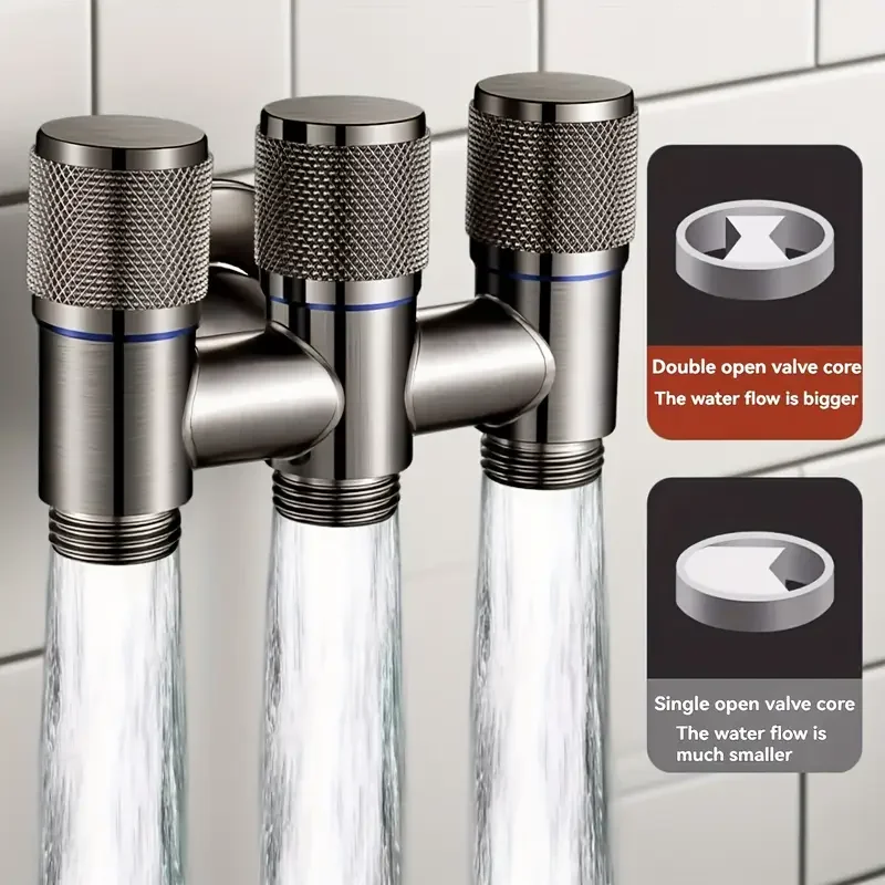 Three way diversion valve - wall mounted faucet with independent handle, 1 inlet and 3 outlets, suitable for washing machines