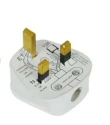 White Black 3 - Pin UK Mains Plug with 13A Fuse and Removable Power Connector - UK Plug (WHITE)
