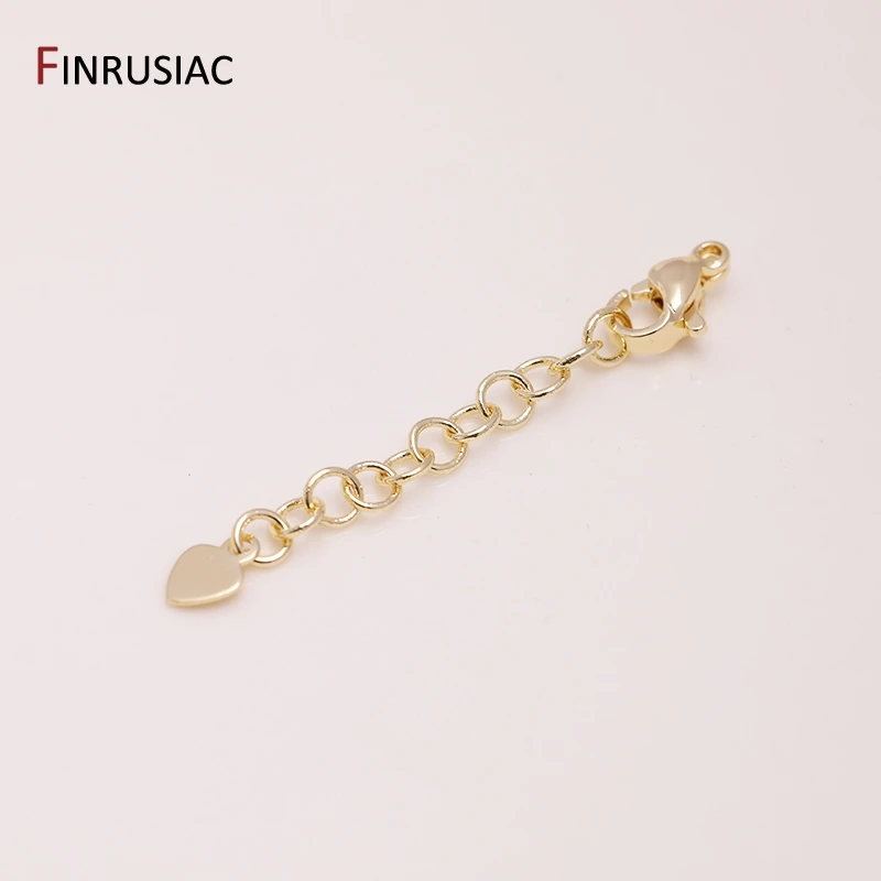 14K 골드 도금 황동 하트 랍스터 걸쇠 DIY 팔찌 목걸이 확장 체인 테일 익스텐더 체인 쥬얼리 만들기 용품