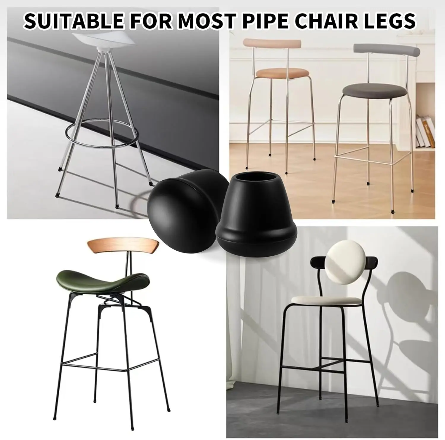8-Piece Heavy-Duty Metal Chair Leg Protectors - Anti-Slip & Silent Floor Protectors