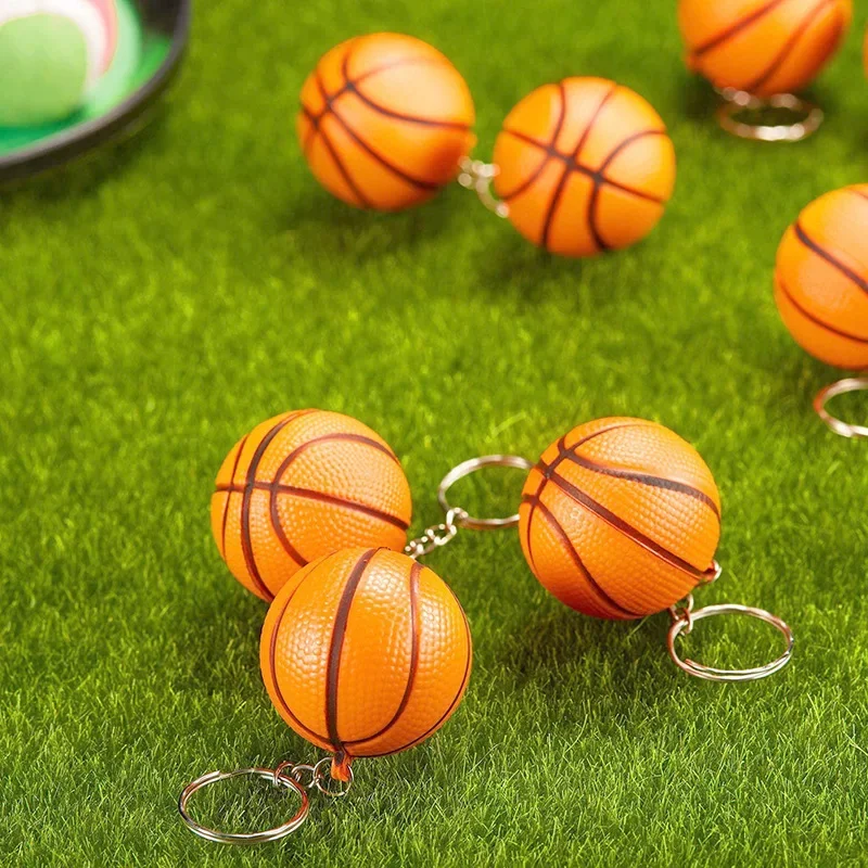 PU Leather Soft Foam Sponge Ball Keychain Football Basketball Soccer Squeeze Stress Ball Relief Toys Anti Stress Ball Fidget Toy 3