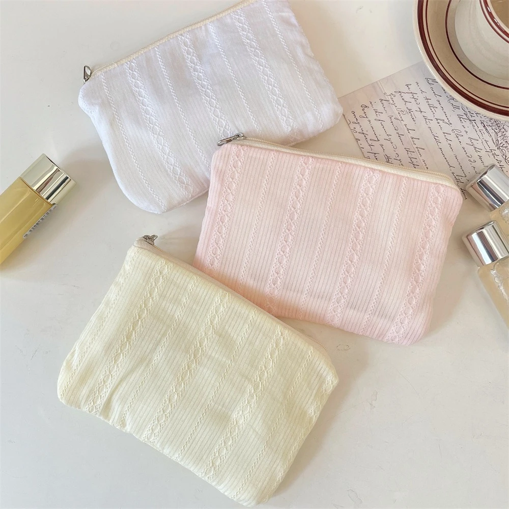 New Stripe Mini Makeup Lipstick Storage Pouch Coin Purse Cute Women Cosmetic Organizer Bag Sanitary Napkins Storage Bag 1