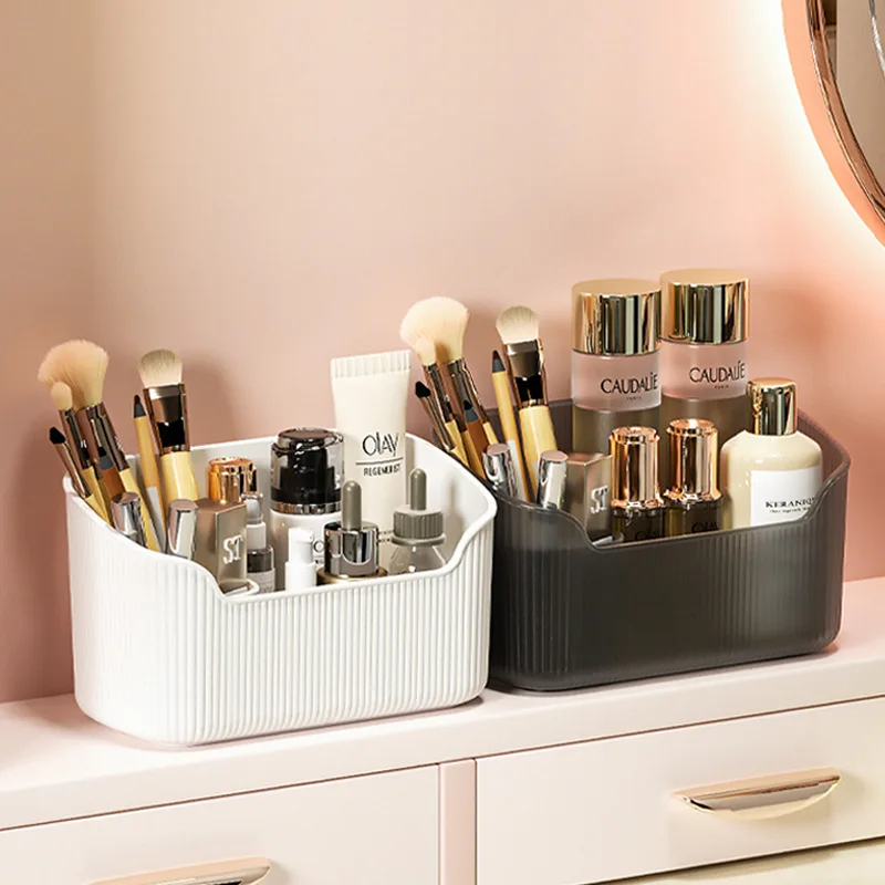 Description Picture 5 of itemMatte Cosmetic Organizer Bathroom Bedroom Desktop Storage Box For Make Up Lipstick Perfume Skincare Cosmetic Tray Built-in Box