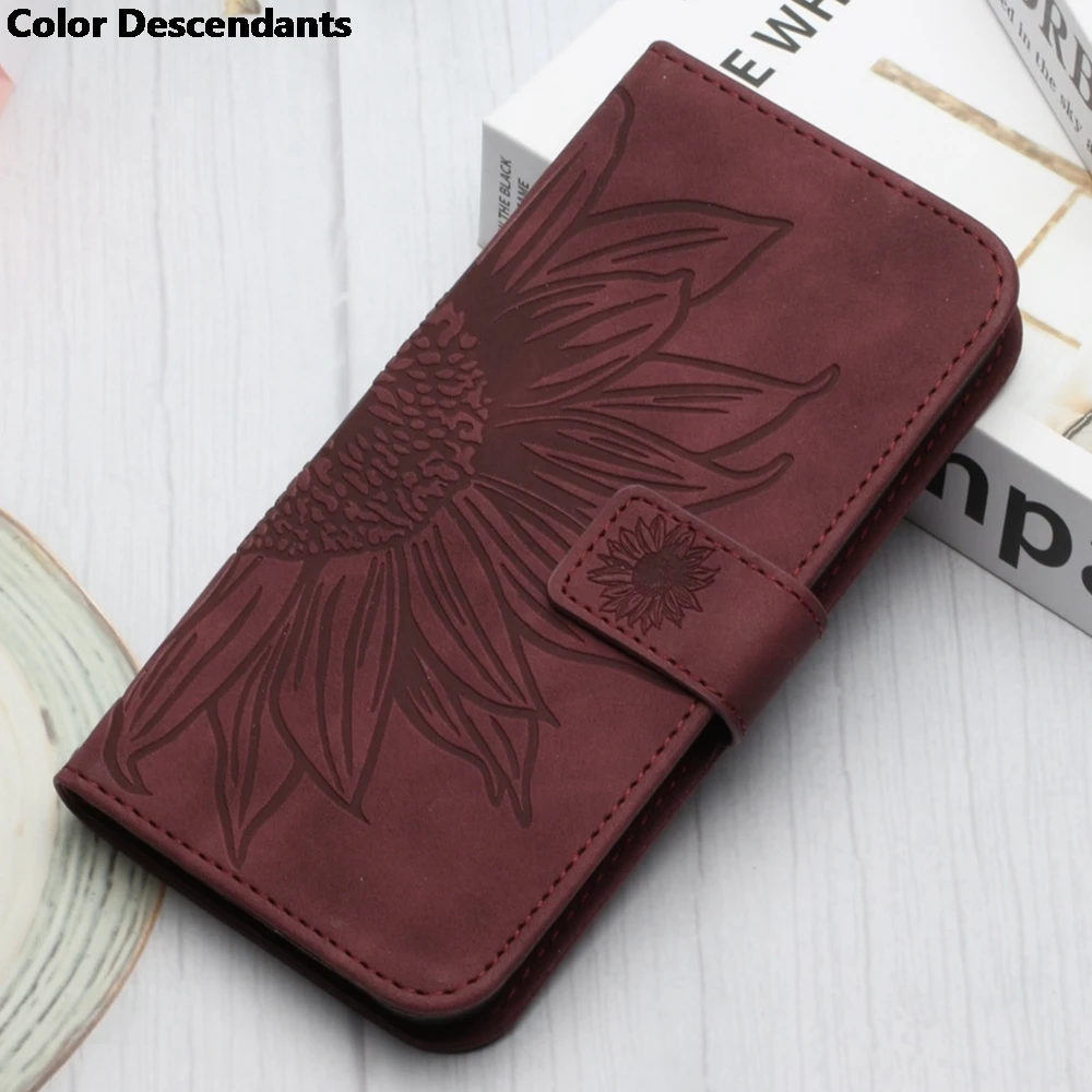 3D Sunflower Flip Leather Wallet Phone Case