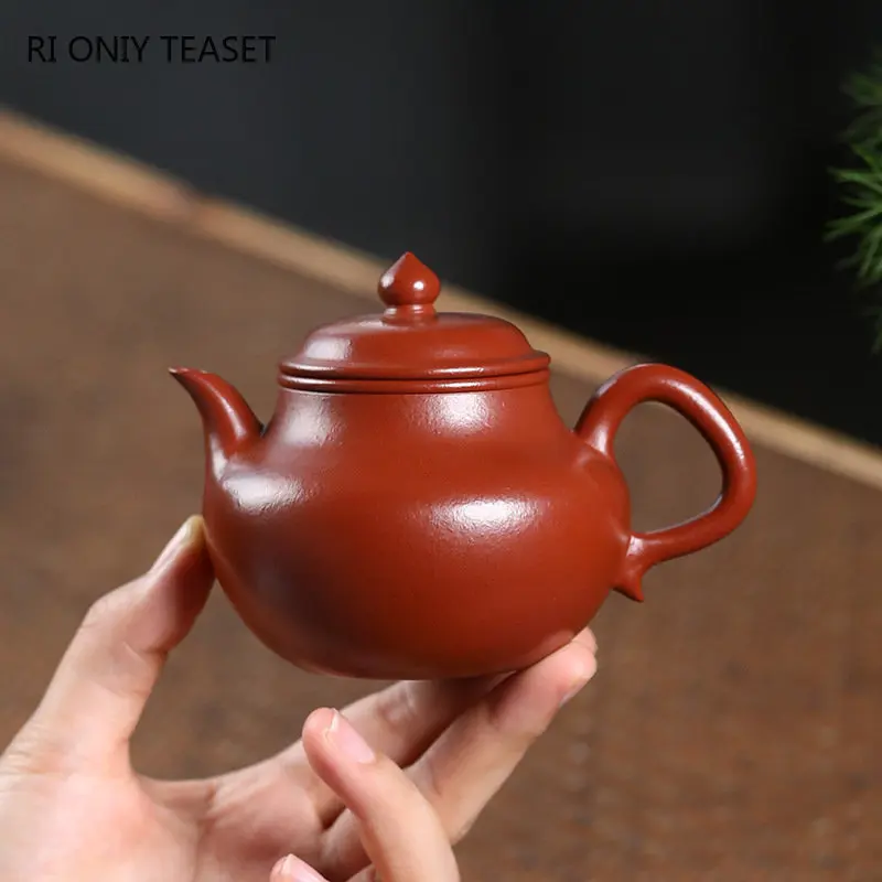 

170ml Chinese Yixing Purple Clay Teapot Handmade Tea Pot Raw Ore Wrinkled Vermilion Mud Kettle High-end Zisha Tea Set Collection