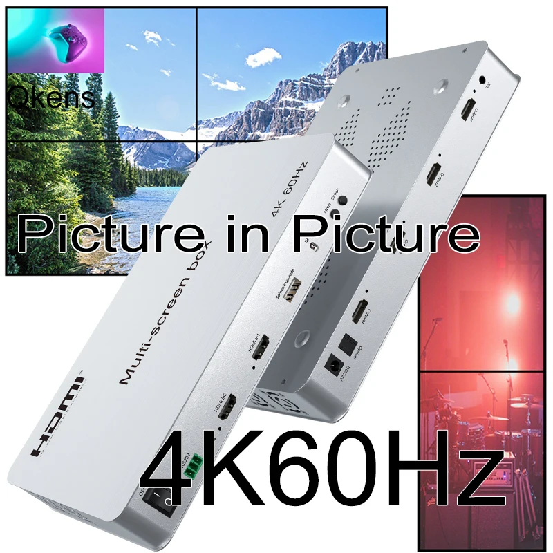 

4K 60 Гц многоэкранная коробка для сращивания 2x2 1x2 1x3 1x4 4 ТВ устройство для сращивания видео настенный контроллер процессор зеркальная рамка для картины Настройка