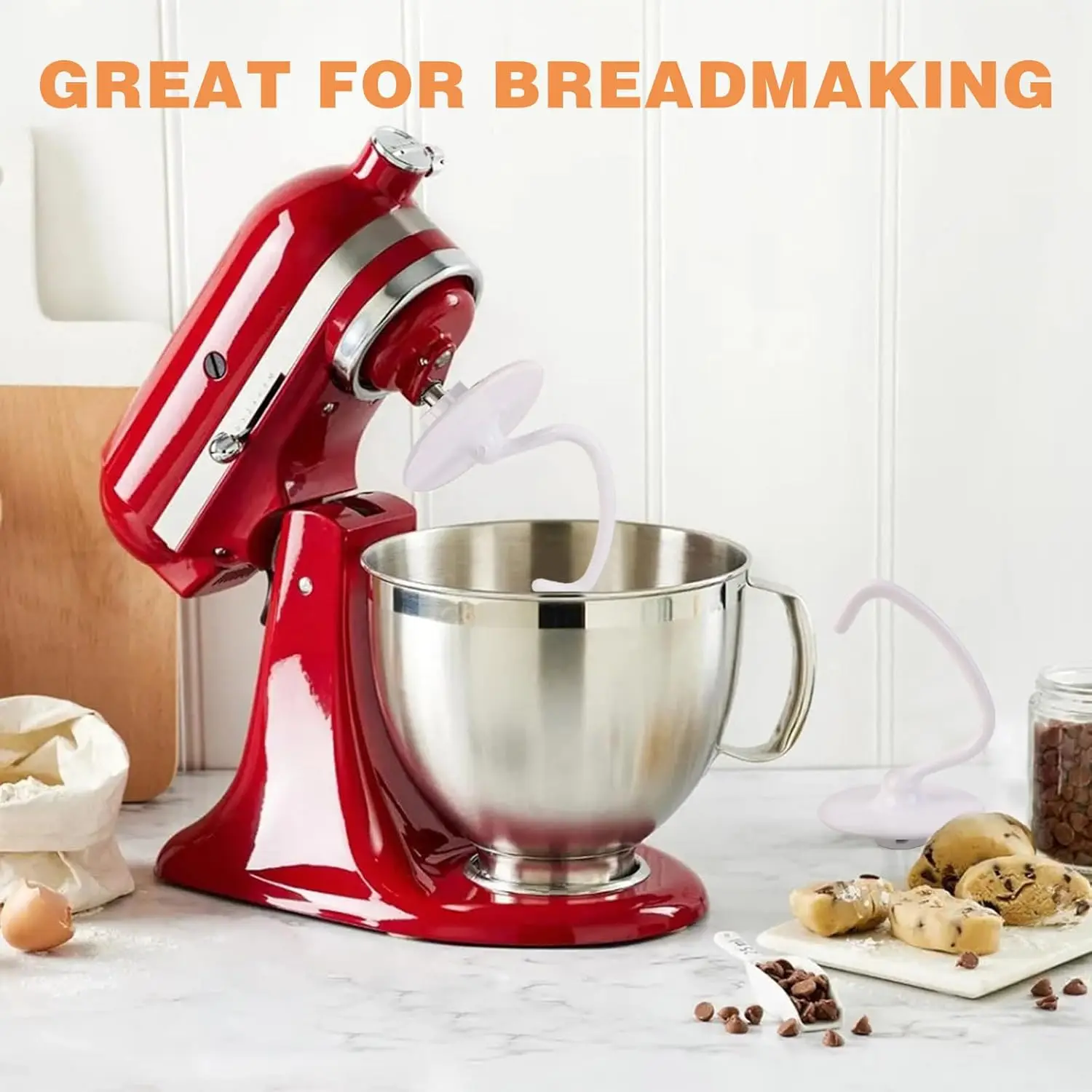 Mixer Accessories 4.5-5 Quart Aluminum Alloy Spray Dough Hook For Kitchenaid K45 K45SS KSM90 KSM150