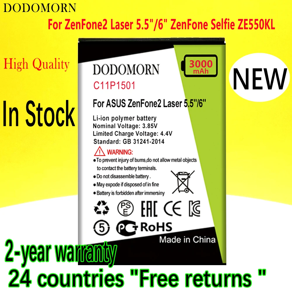 

DODOMORN C11P1501 Battery For Asus ZenFone2 Laser 5.5"/6" ZenFone Selfie ZE550KL ZE601KL Z00LD Z011D ZD551KL Z00UD