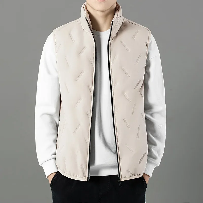Dress Vests Men's Ultrasonic Fleece-Lined Cotton Vest Casual Fashion Warm Dad's Style Sheep Fur Vest For Spring Autumn
