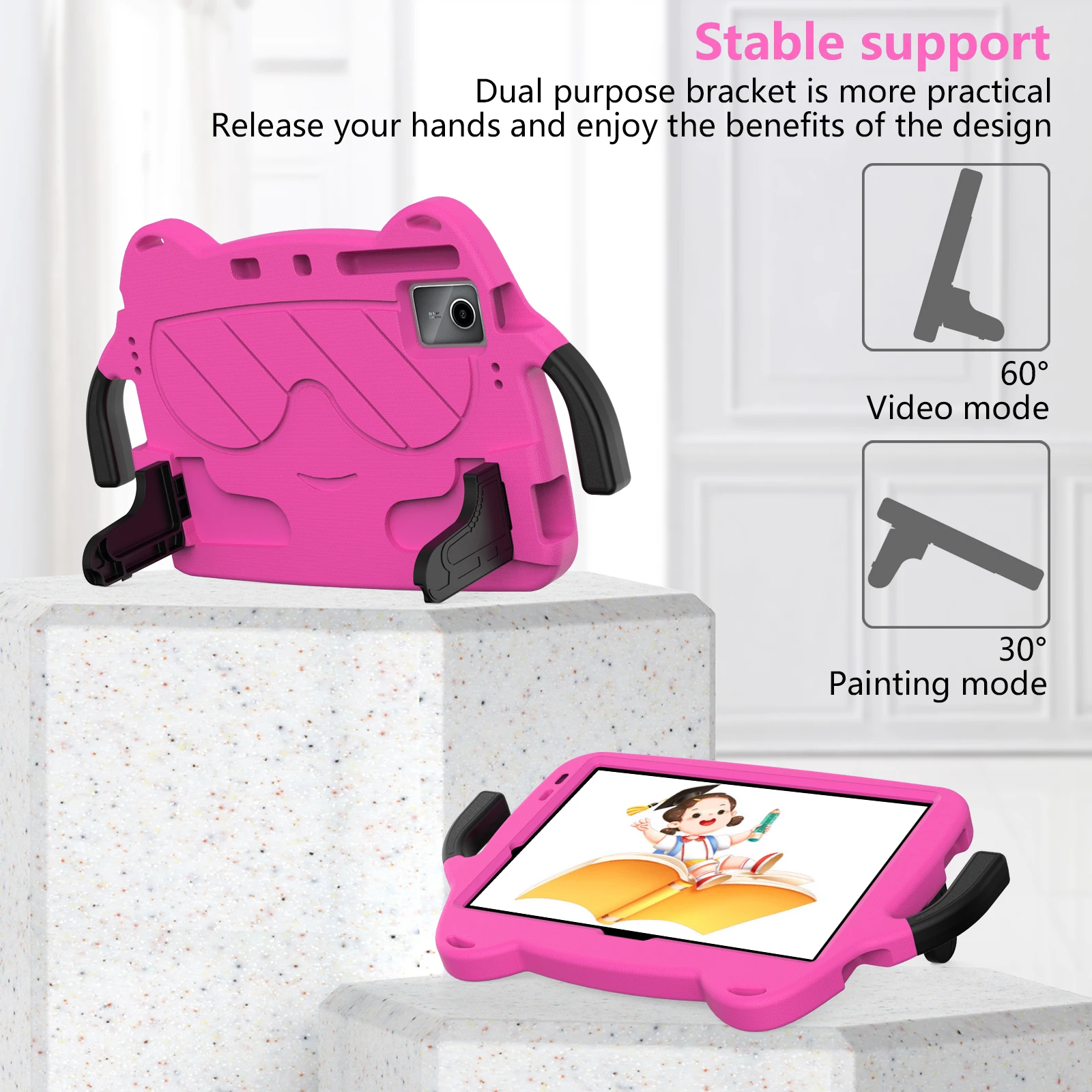 Children's Shockproof EVA Tablet Case with Hand Holder & Stand - Cartoon Design