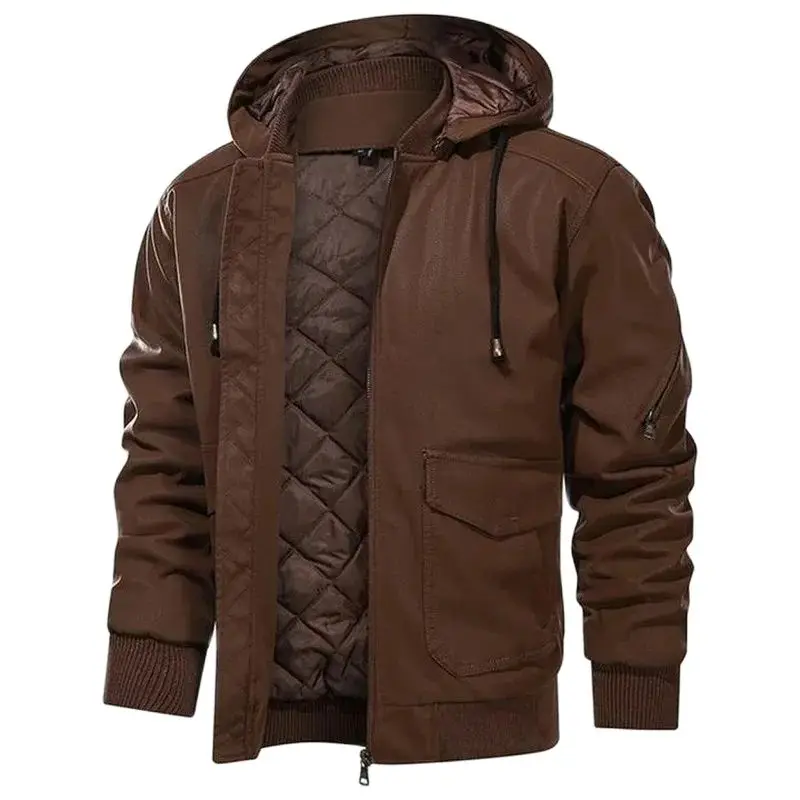 

Leather Jacket Men Motorcycle Hooded Coats High Quality PU Outerwear Men Business Autumn Winter Faux Fur Male Casual Jackets