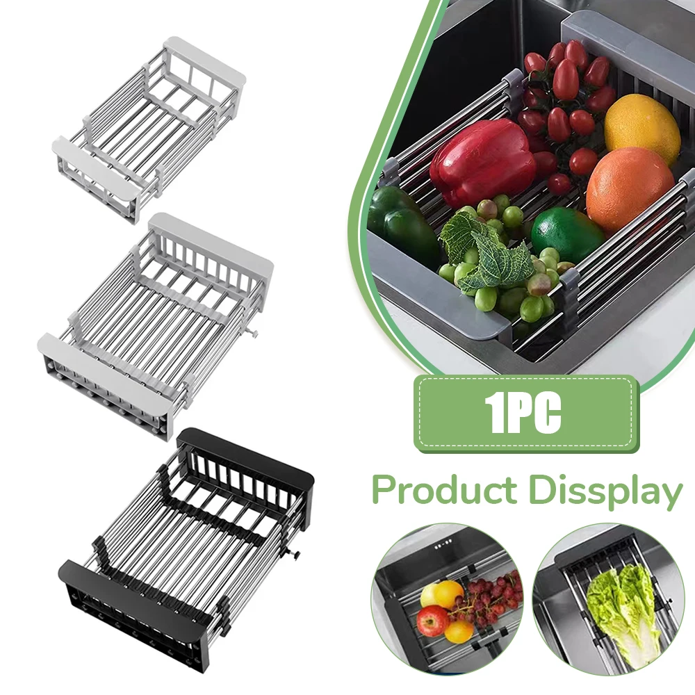 Kitchen Telescopic Drainage Rack Collapsible Drainer Basket Fruits And  Washing Vegetables Cleaner Drain Tray Home Cleaning Tools - AliExpress