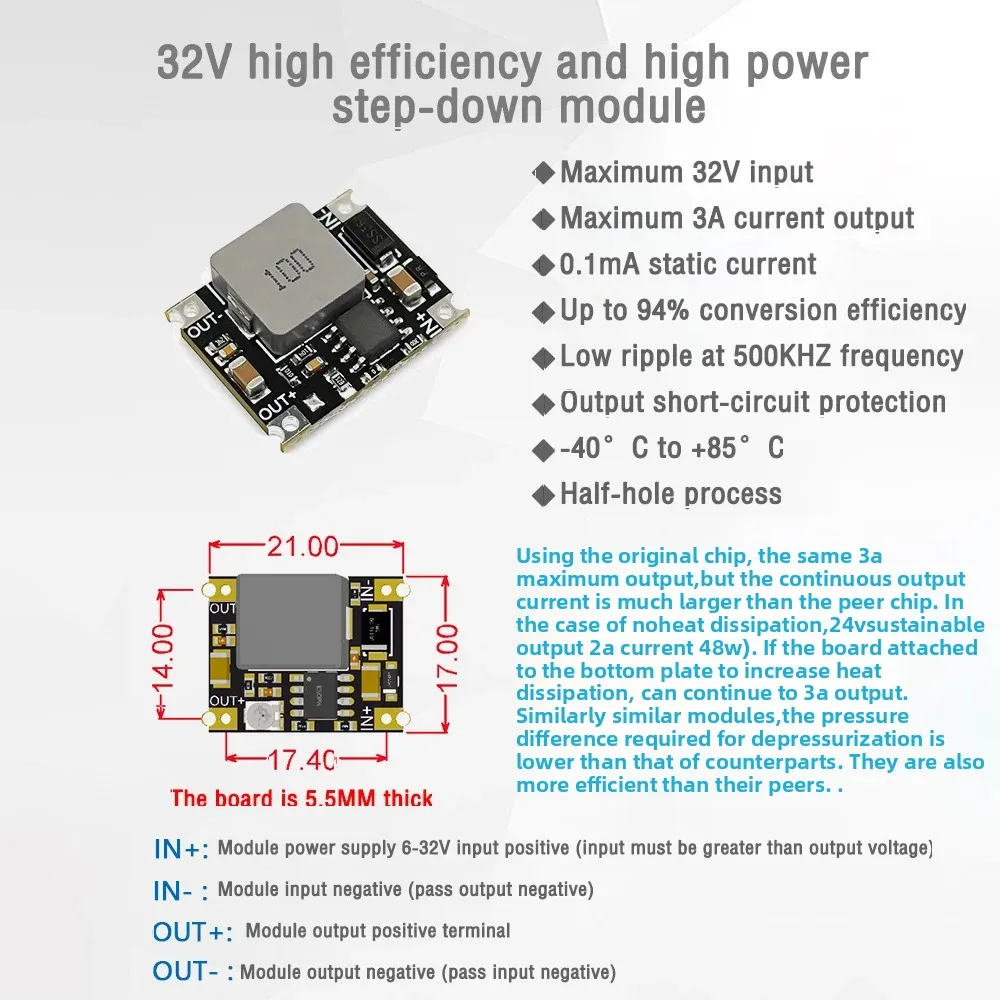 Universal DC-DC Buck Converter Power Supply Module with Adjustable Voltage Regulator