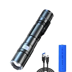Compact Rechargeable LED Flashlight - Telescopic Zoom, Super Bright, Waterproof Outdoor Lantern (With 18650 battery)