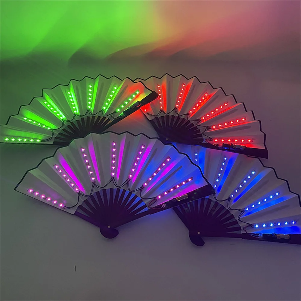 Description Picture 3 of item1/2/3PCS Carnival Rave Party Lighting Supplies 8inches Fan Colorful Change Rechargeable LED Fan Glowing For Music Disco Party