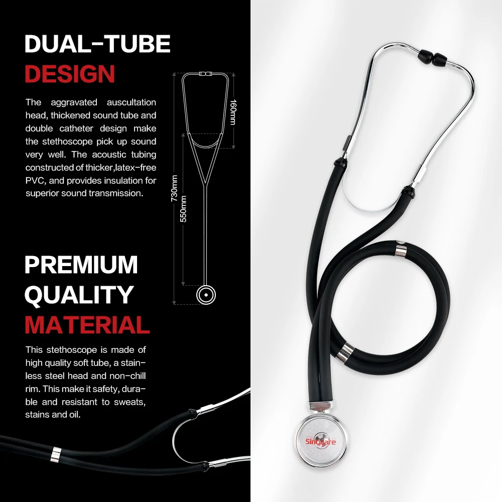 Sinocare Portable Dual Head Stethoscope Cardiology Stethoscope Doctor Student Medical Home Equipment Device
