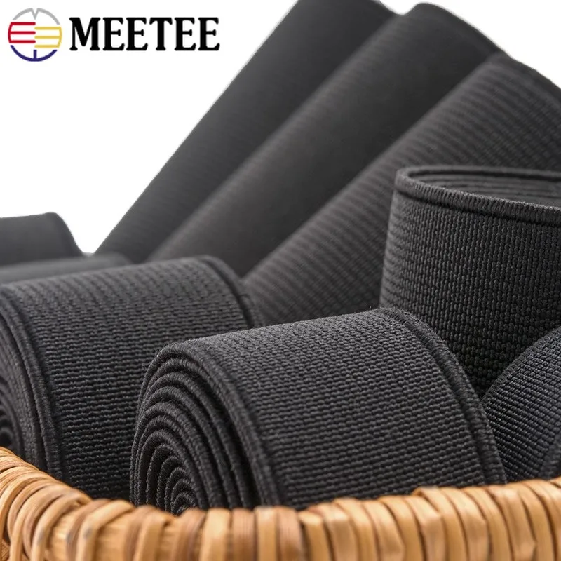 Black Nylon Elastic Waistband - Stretch Tape for Sewing and Crafts (4 Meters, 10-80mm Width)