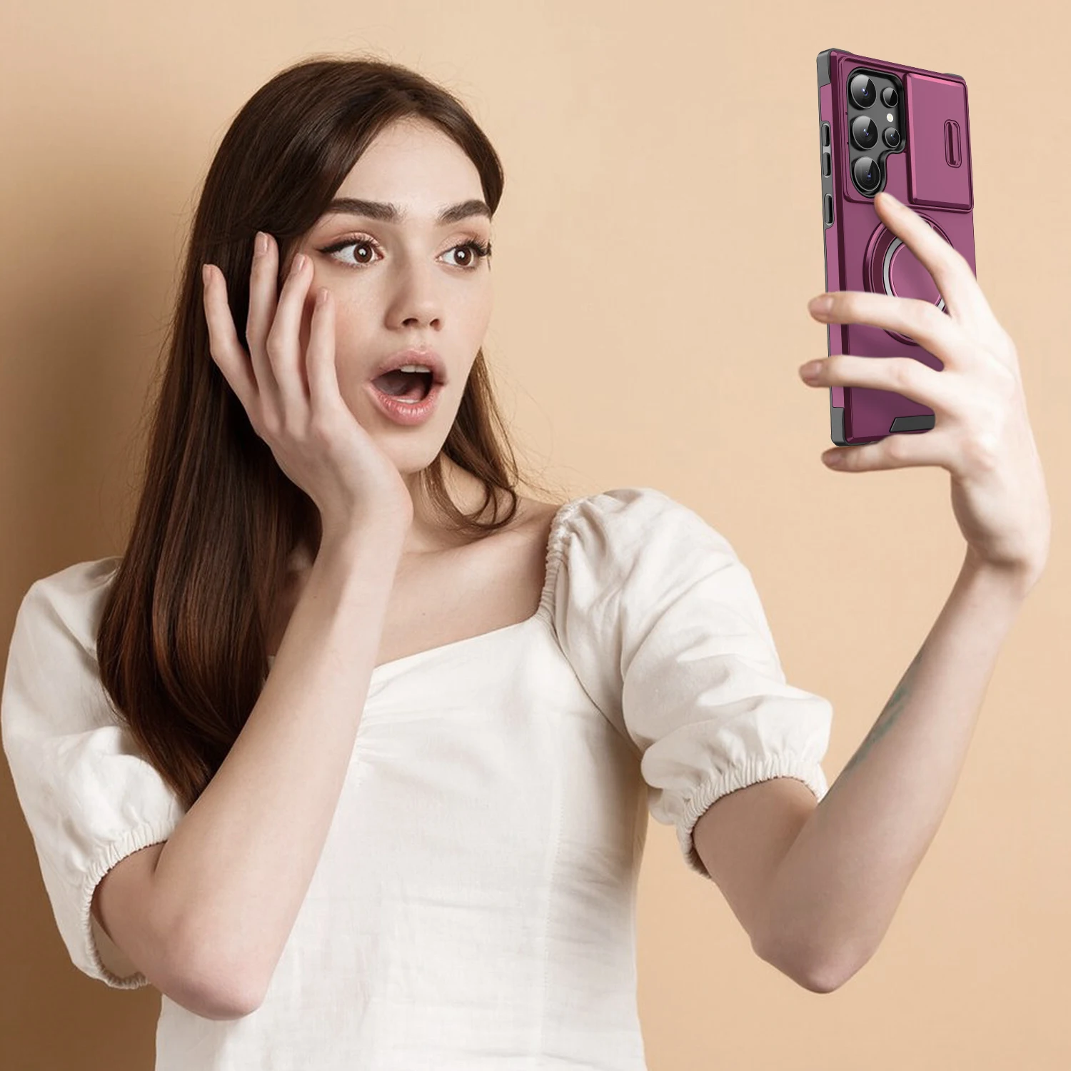 Armor Case with Magnetic Holder and Slide Camera Protection Cover