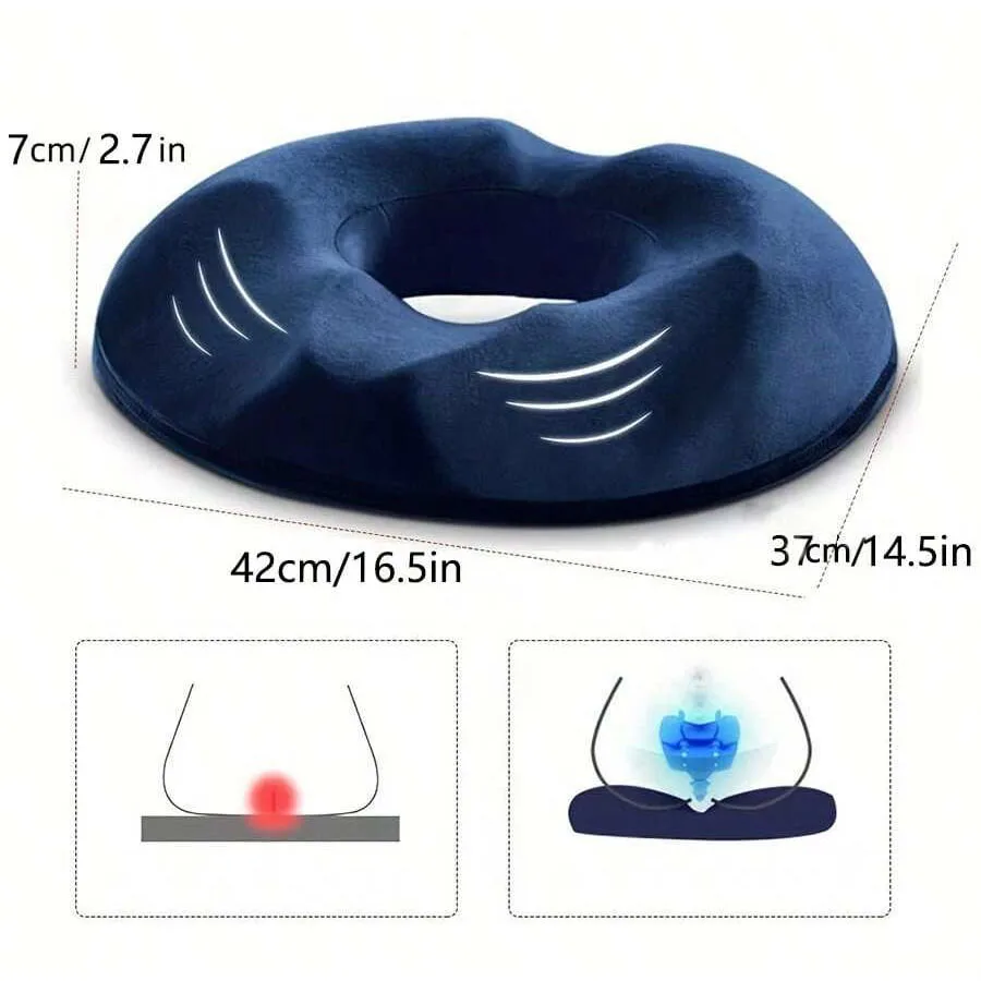 1pc Memory Foam Donut Pillow - Portable Orthopedic Pillow Cushion Support Pad For Relax body Pressure, High Density Memory Foam 3