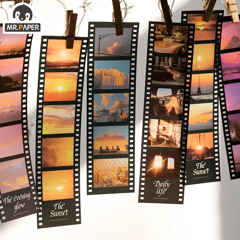 Mr Paper 8 Designs PET White Ink Strip Sticker Pack Film Image Gallery Series Creative Handbook DIY Decorative Sticker